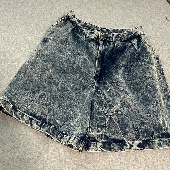 Y2K Vintage High Waisted Denim Shorts Womens Medium Skater Wide Coastal Acid - Picture 9 of 9